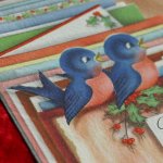 アンティーククリスマスカード紙もの｜2羽の青い小鳥とグリーティングカード1940年代