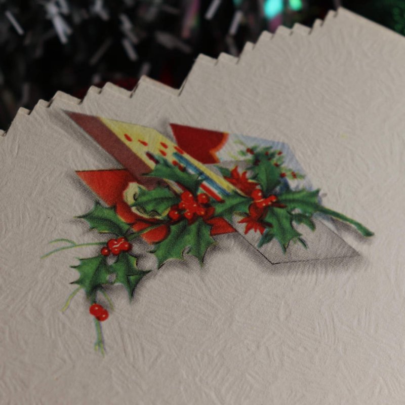 アンティーククリスマスカード紙もの|2羽の青い小鳥とグリーティングカード1940年代