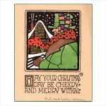 アンティーククリスマスカード紙もの｜雪の舞う町と老人1940年代