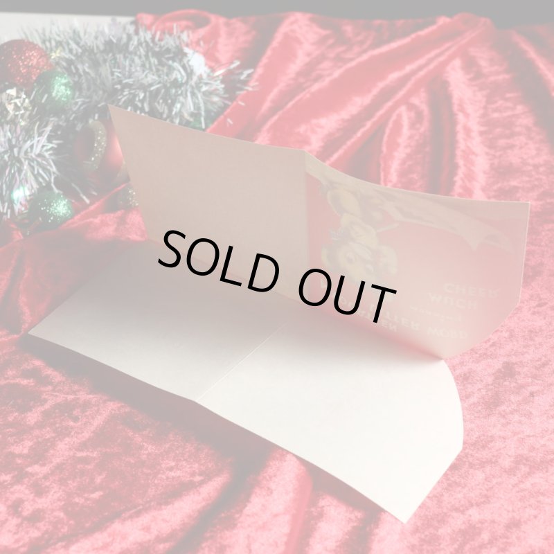 アンティーククリスマスカード紙もの｜クロスワードをするテディベア1950年代