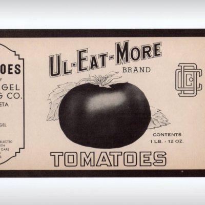 画像2: 1930年代紙もの｜ヴィンテージトマト缶ラベル白黒モノクロ印刷UL EAT MORE TOMATOES