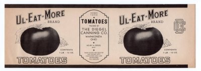 画像1: 1930年代紙もの｜ヴィンテージトマト缶ラベル白黒モノクロ印刷UL EAT MORE TOMATOES