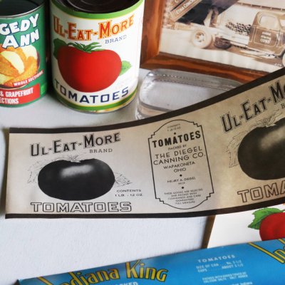 画像3: 1930年代紙もの｜ヴィンテージトマト缶ラベル白黒モノクロ印刷UL EAT MORE TOMATOES