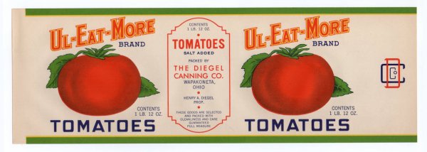1930年代紙もの｜ヴィンテージトマト缶ラベル印刷UL EAT MORE TOMATOES
