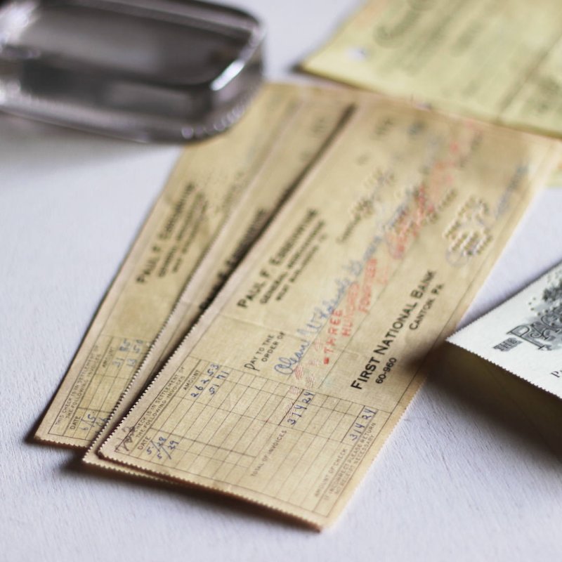 1940年代アンティーク紙ものエフェメラ｜銀行小切手FIRST NATIONAL BANK