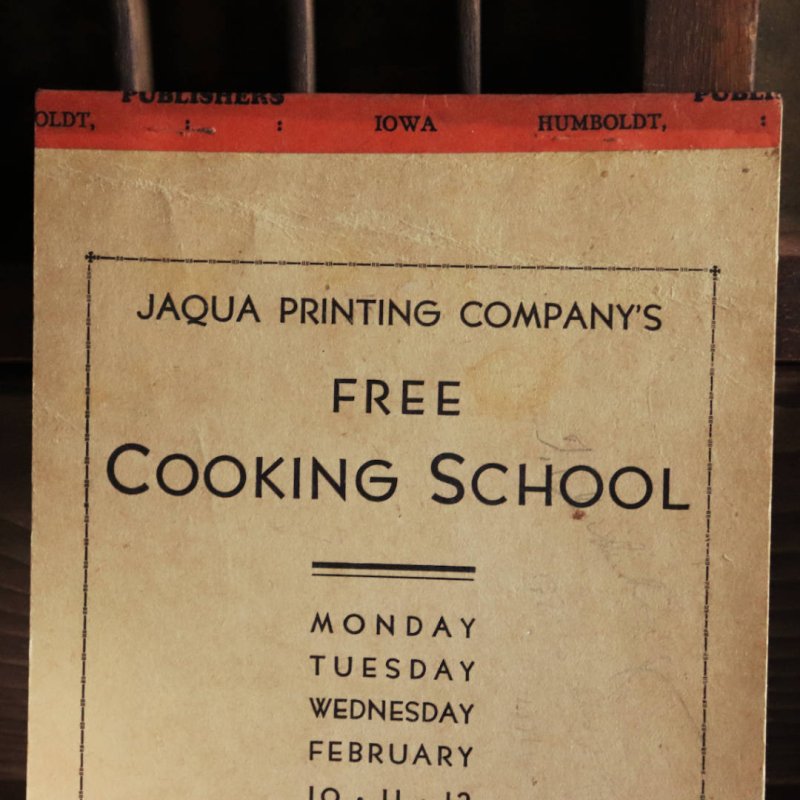 1930年代USAヴィンテージ料理教室メモノートブック冊子JAQUA PRINTING COMPANY'S