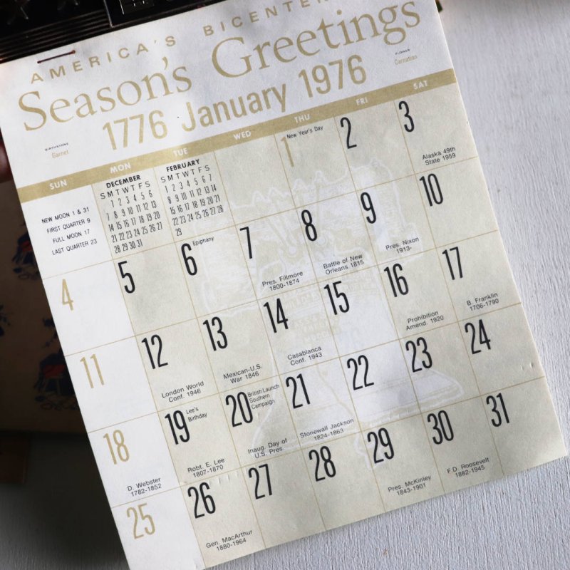 1970年代USAヴィンテージアドバタイジングカレンダーFIRST FEDERAL SAVINGS銀行|200年創立記念