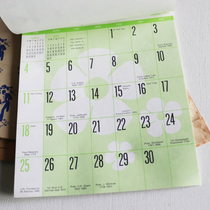 1970年代USAヴィンテージアドバタイジングカレンダーFIRST FEDERAL SAVINGS銀行|200年創立記念