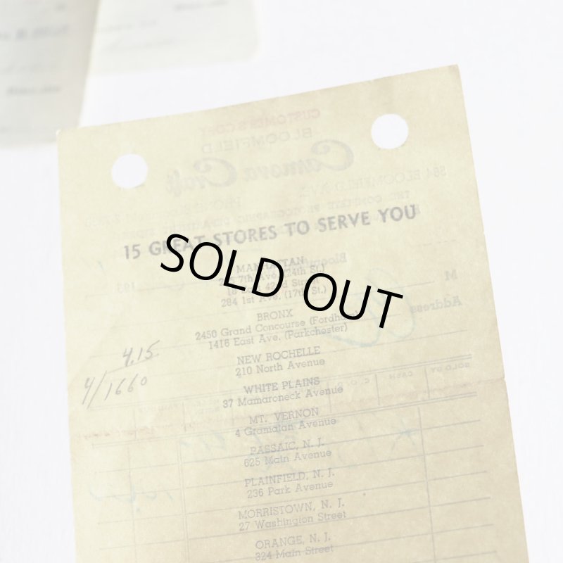 1950年代USAヴィンテージ紙ものCamera Craft領収書39768｜アンティークエフェメラ