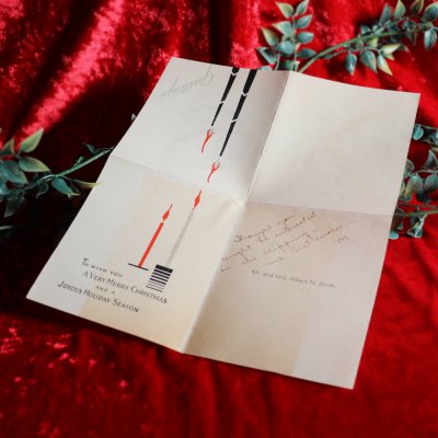 画像3: USAヴィンテージ1960年代紙ものクリスマスカード｜2本のキャンドルgreetingsアンティークグリーティング