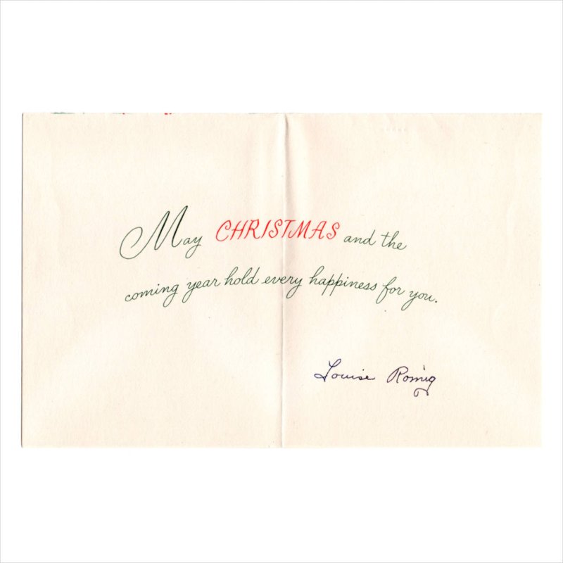 USAヴィンテージ1950年代紙ものクリスマスカード｜柊（ひいらぎ）とキャンドルアンティークグリーティング