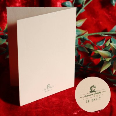 画像3: USAヴィンテージ1950年代紙ものクリスマスカード｜柊（ひいらぎ）とキャンドルアンティークグリーティング