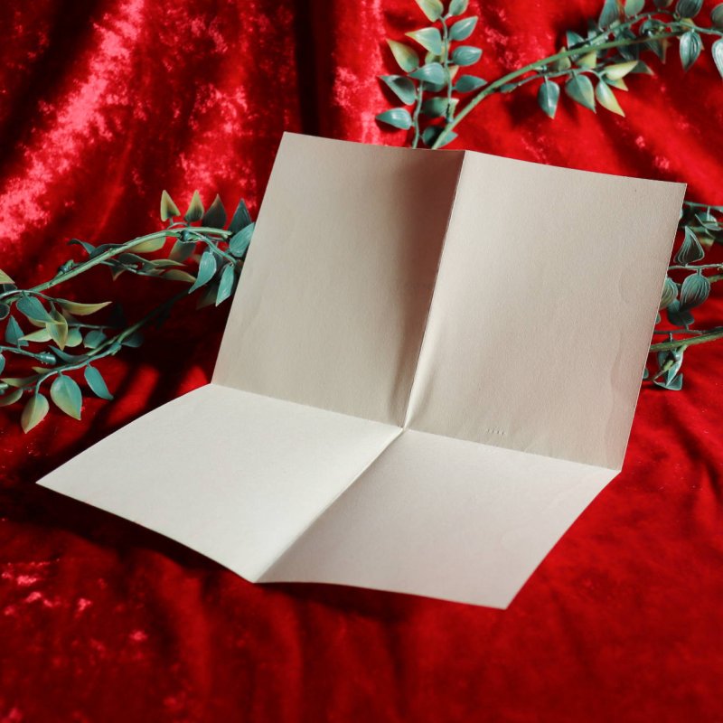 USAヴィンテージ1950年代紙ものクリスマスカード｜柊（ひいらぎ）とキャンドルアンティークグリーティング