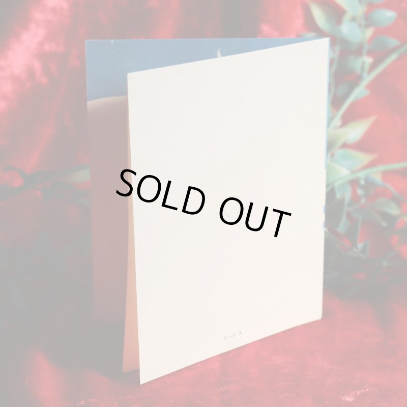 USAヴィンテージ1950年代紙ものクリスマスカード｜煙突から煙が上がるログハウスと雪景色アンティークグリーティング