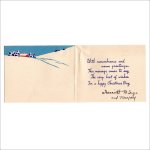 USAヴィンテージ1950年代紙ものクリスマスカード｜雪景色と家アンティークグリーティング