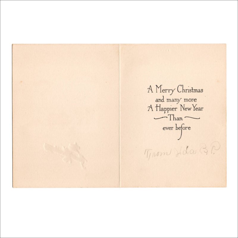 USAヴィンテージ1950年代紙ものクリスマスカード|ブルーバード(るりつぐみ)と冬景色アンティークグリーティング