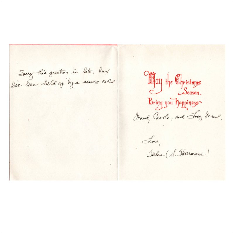 USAヴィンテージ1950年代紙ものクリスマスカード｜クリスマスキャンドル金彩ダマスク柄・アンティークグリーティング