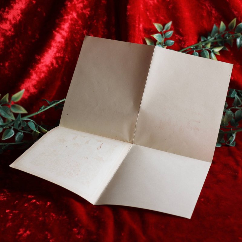 USAヴィンテージ1950年代紙ものクリスマスカード｜クリスマスキャンドル金彩ダマスク柄・アンティークグリーティング