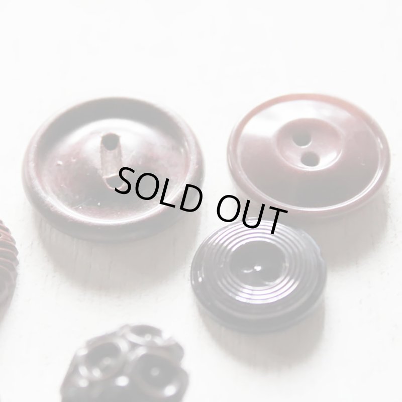 画像6: USAヴィンテージソーイングボタン茶色｜プラスティック・ベークライト・ブラウン24個 (6)