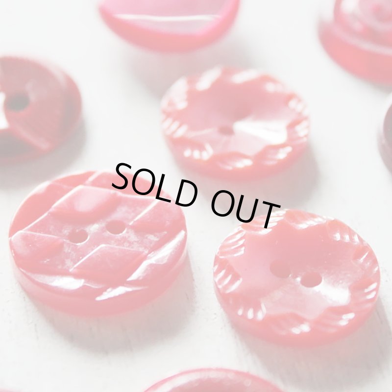 画像3: USAヴィンテージソーイングボタン・赤｜プラスティック・ベークライト・レッド35個 (3)