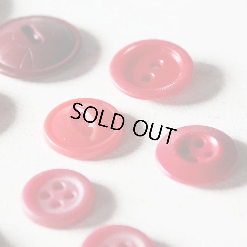 画像5: USAヴィンテージソーイングボタン・赤｜プラスティック・ベークライト・レッド35個 (5)