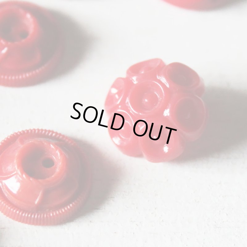 画像8: USAヴィンテージソーイングボタン・赤｜プラスティック・ベークライト・レッド35個 (8)