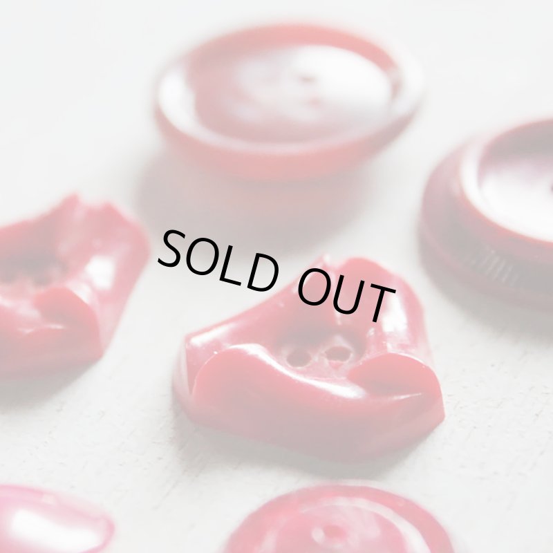 画像12: USAヴィンテージソーイングボタン・赤｜プラスティック・ベークライト・レッド35個 (12)