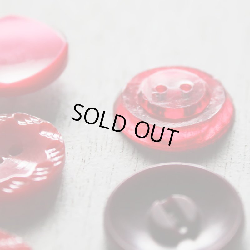 画像14: USAヴィンテージソーイングボタン・赤｜プラスティック・ベークライト・レッド35個 (14)