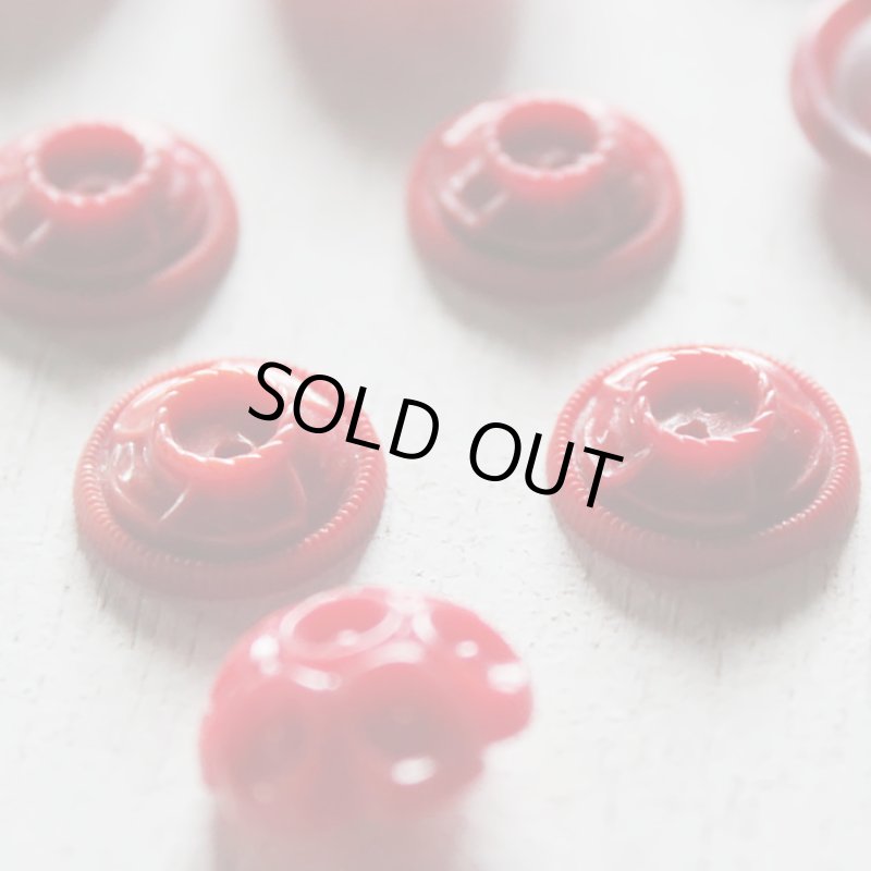 画像15: USAヴィンテージソーイングボタン・赤｜プラスティック・ベークライト・レッド35個 (15)