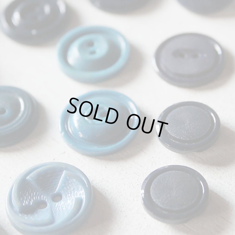 画像3: USAヴィンテージソーイングボタンブルー｜プラスティック・ベークライト・青紺29個 (3)