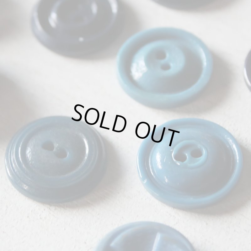 画像13: USAヴィンテージソーイングボタンブルー｜プラスティック・ベークライト・青紺29個 (13)