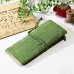 USAヴィンテージila社製携帯裁縫セット・黄緑・ハサミの刺繍｜レーヨン製ソーイングキット・針・ボタン・糸