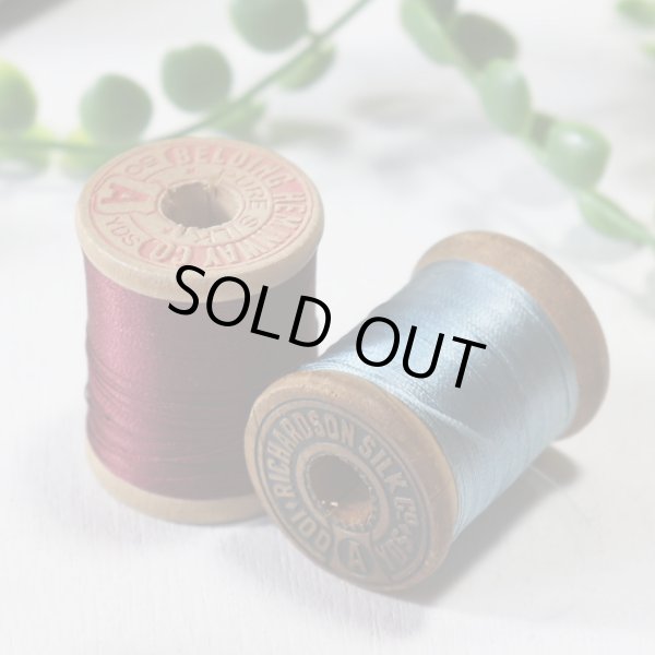 2個セット】USAヴィンテージ木製スプール糸巻きWood Spool・赤＆水色