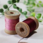 【2個セット】USAヴィンテージ木製スプール糸巻きBelding Corticelli Wood Spool・赤ピンク｜コットン糸・アンティークソーイング裁縫雑貨