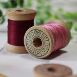 【2個セット】USAヴィンテージ木製スプール糸巻きBelding Corticelli Wood Spool・赤ピンク｜コットン糸・アンティークソーイング裁縫雑貨