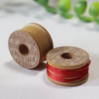 画像1: 【2個セット】USAヴィンテージ木製スプール糸巻きRICHARDSON Wood Spool薄型｜アンティークソーイング裁縫雑貨