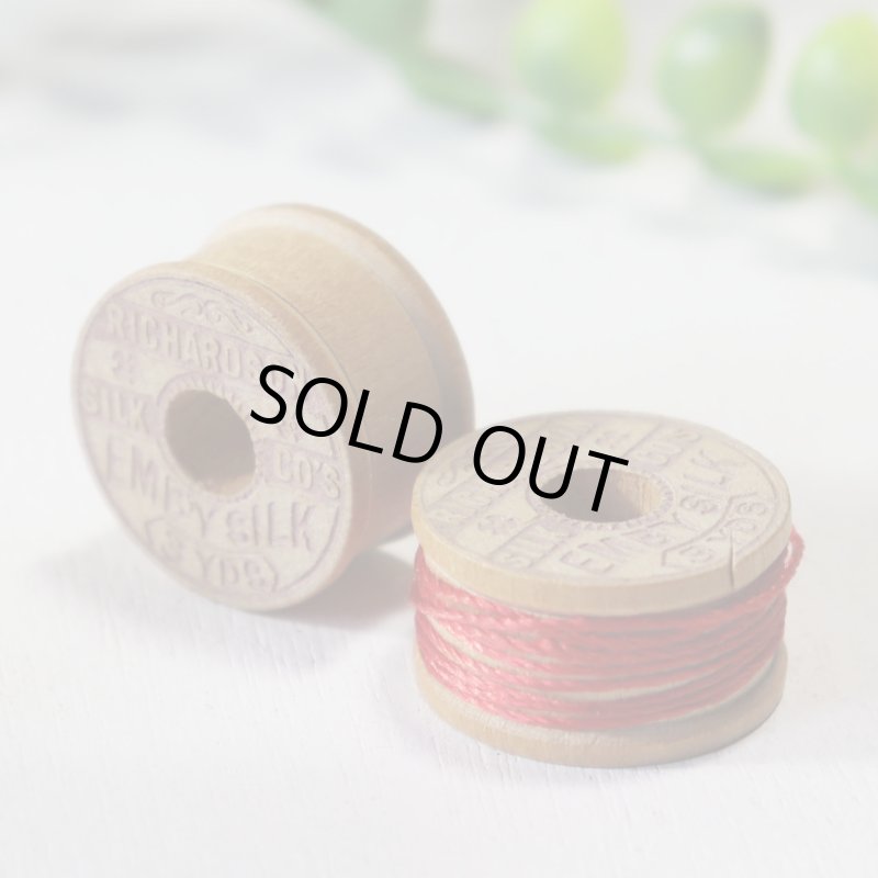 【2個セット】USAヴィンテージ木製スプール糸巻きRICHARDSON Wood Spool薄型｜アンティークソーイング裁縫雑貨