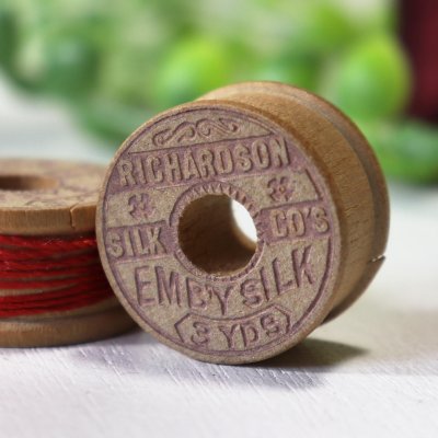画像2: 【2個セット】USAヴィンテージ木製スプール糸巻きRICHARDSON Wood Spool薄型｜アンティークソーイング裁縫雑貨