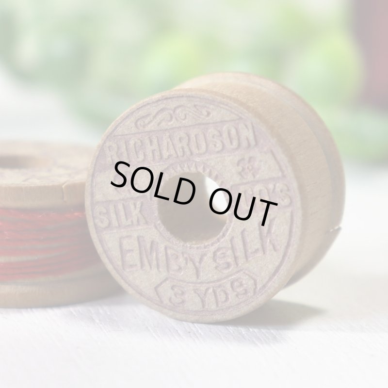 【2個セット】USAヴィンテージ木製スプール糸巻きRICHARDSON Wood Spool薄型｜アンティークソーイング裁縫雑貨