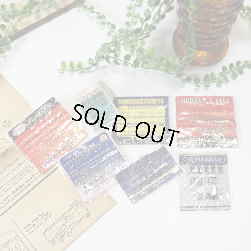 【7枚セット】USAヴィンテージスプリングホック開封済みシートボタン｜手芸小物雑貨・裁縫道具