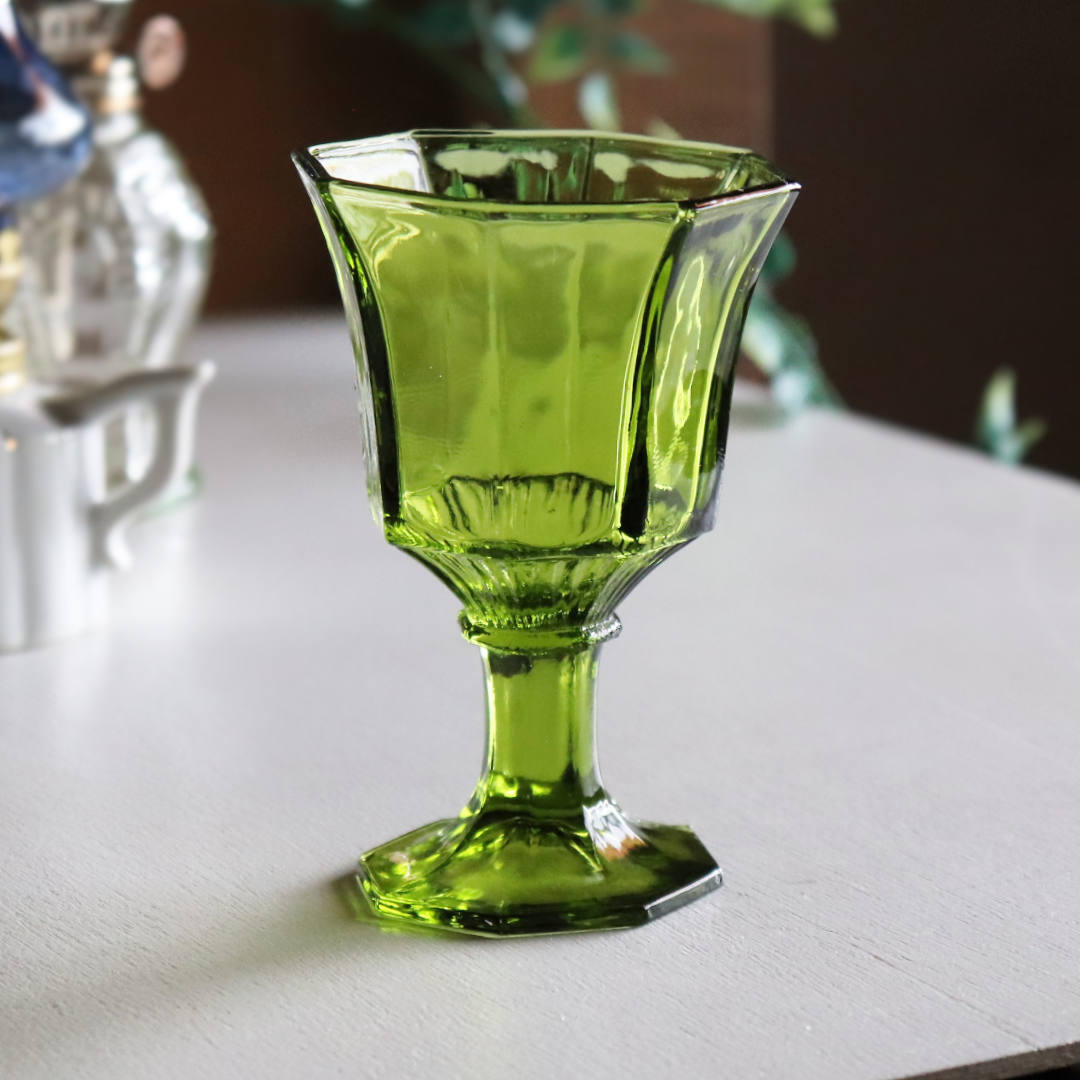 ウランガラス グラス 2客 ゴブレット プレスガラス - 工芸品
