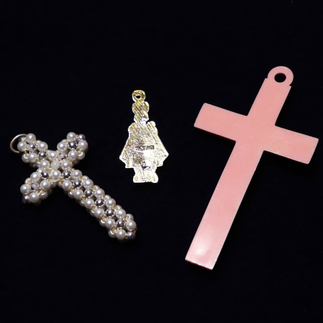ヴィンテージクリスチャンカトリック小物雑貨3点セット子供用 十字架クロス サントニーニョ聖なる幼きイエス
